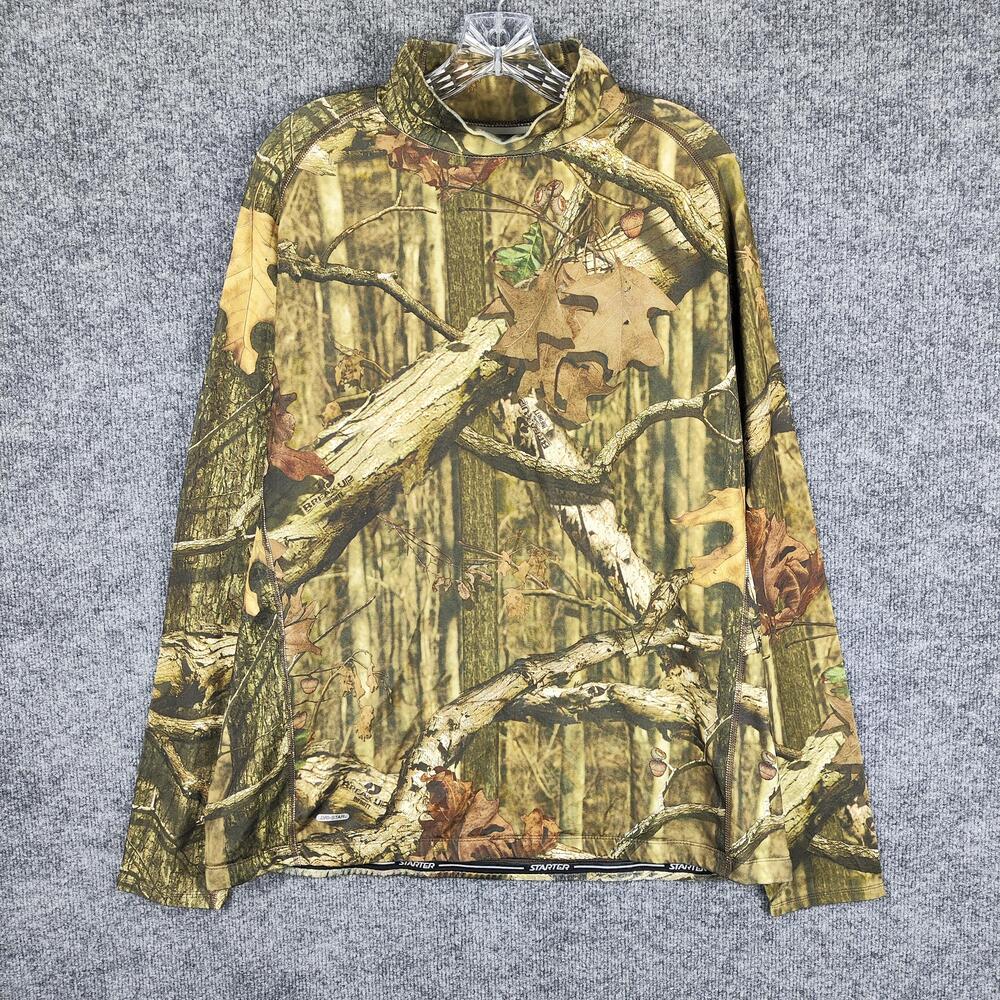 Starter Shirt Mens 3XL Brown Camo Mossy Oak Mock Neck Long Sleeve Hunting